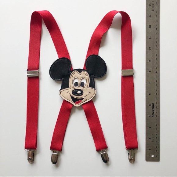 Vintage Disney Mickey Mouse Red Elastic Suspenders - Picture 6 of 6